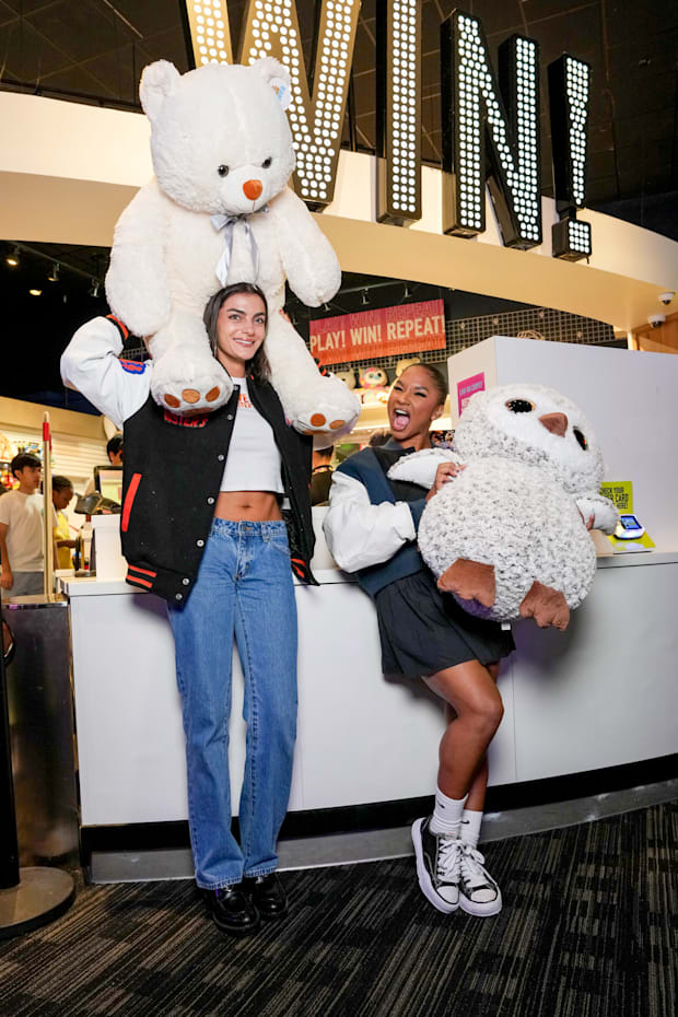 Toni Breidinger and Jordan Chiles at Dave and Busters