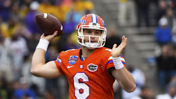 Jan 3, 2015; Birmingham, AL, USA; Florida Gators quarterback Jeff Driskel (6) drops back to pass