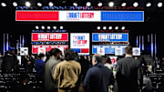 May 12, 2024; Chicago, IL, USA; A overall shot of the 2024 NBA Draft Lottery at McCormick Place West. Mandatory Credit: David Banks-Imagn Images