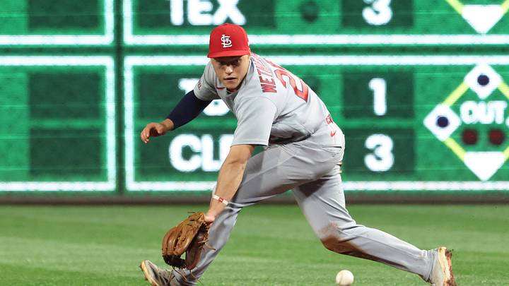 Apr 29, 2026; Pittsburgh, Pennsylvania, USA;  St. Louis Cardinals second baseman JJ Wetherholt (26) fields a ground ball for an out against Pittsburgh Pirates left fielder Bryan Reynolds (not pictured) during the ninth inning at PNC Park. Mandatory Credit: Charles LeClaire-Imagn Images