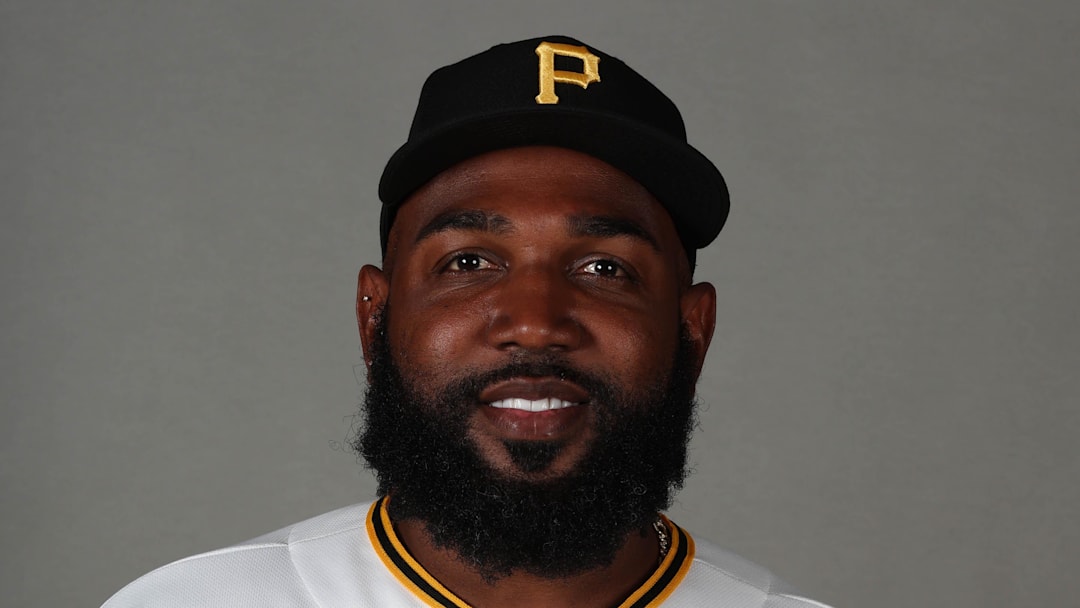 Pittsburgh Pirates designated hitter Marcell Ozuna (24) poses for a photo during media day at Pirate City. Pittsburgh Pirates designated hitter Marcell Ozuna (24) poses for a photo during media day at Pirate City.