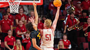 Nebraska Cornhuskers forward Rienk Mast shoots the ball against Winthrop Eagles forward Tai Hamilton during the first half at Pinnacle Bank Arena.