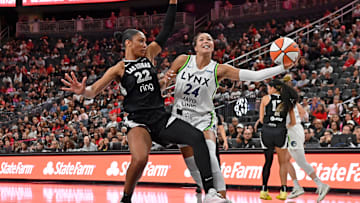 A’ja Wilson (left) and the Aces are carrying a 16-game winning streak into the postseason while Napheesa Collier (right) and the Lynx have the No. 1 seed. 