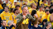 Michigan head coach Dusty May reacts to a play against Middle Tennessee during the second half at Crisler Center in Ann Arbor on Wednesday, November 19, 2025.