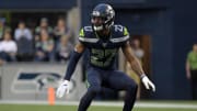 Aug 8, 2019; Seattle, WA, USA; Seattle Seahawks defensive back Marquise Blair (27) eye a play against the Denver Broncos in the first half at CenturyLink Field.