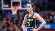Indiana Fever guard Caitlin Clark (22) in the second half against the New York Liberty at Gainbridge Fieldhouse.