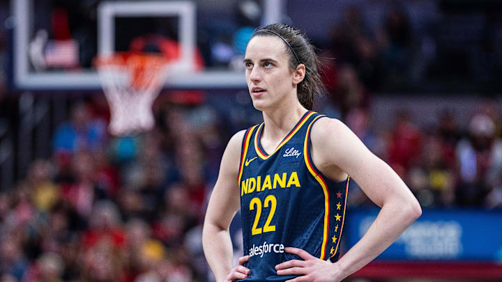 Indiana Fever guard Caitlin Clark (22) in the second half against the New York Liberty at Gainbridge Fieldhouse. Indiana Fever guard Caitlin Clark (22) in the second half against the New York Liberty at Gainbridge Fieldhouse.