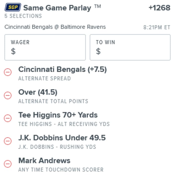 Bengals Vs. Ravens (10/9/22) Sunday Night Football Same Game Parlay  Strategy + SGP Picks