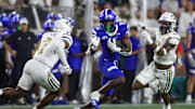 Aug 31, 2024; Atlanta, Georgia, USA; Georgia State Panthers wide receiver Ted Hurst (16) runs after a catch against Georgia Tech Yellow Jackets in the second quarter at Bobby Dodd Stadium at Hyundai Field. Mandatory Credit: Brett Davis-Imagn Images