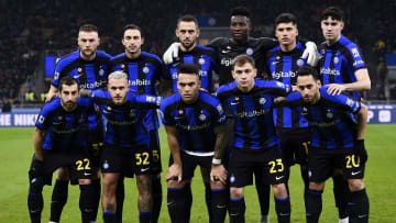 Players of FC Internazionale pose for a team photo prior to...