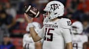 Former Texas A&M quarterback Conner Weigman (15) has transferred to Houston.