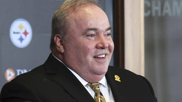 Jan 27, 2026; Pittsburgh, PA, USA;  Pittsburgh Steelers head coach Mike McCarthy speaks at a press conference introducing him as the next head coach of the Steelers at PNC Champions Club at Acrisure Stadium.