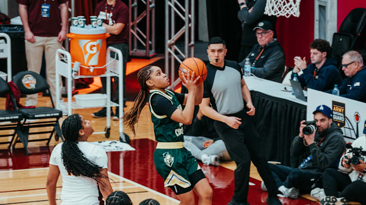 Ontario Christian (CA) sophomore Kaleena Smith drives for a layup against Christ the King (NY) in 2025 Hoophall Classic. Ontario Christian (CA) sophomore Kaleena Smith drives for a layup against Christ the King (NY) in 2025 Hoophall Classic.