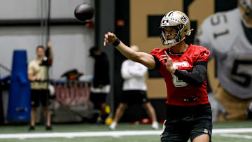 QB Tyler Shough at the New Orleans Saints OTAs