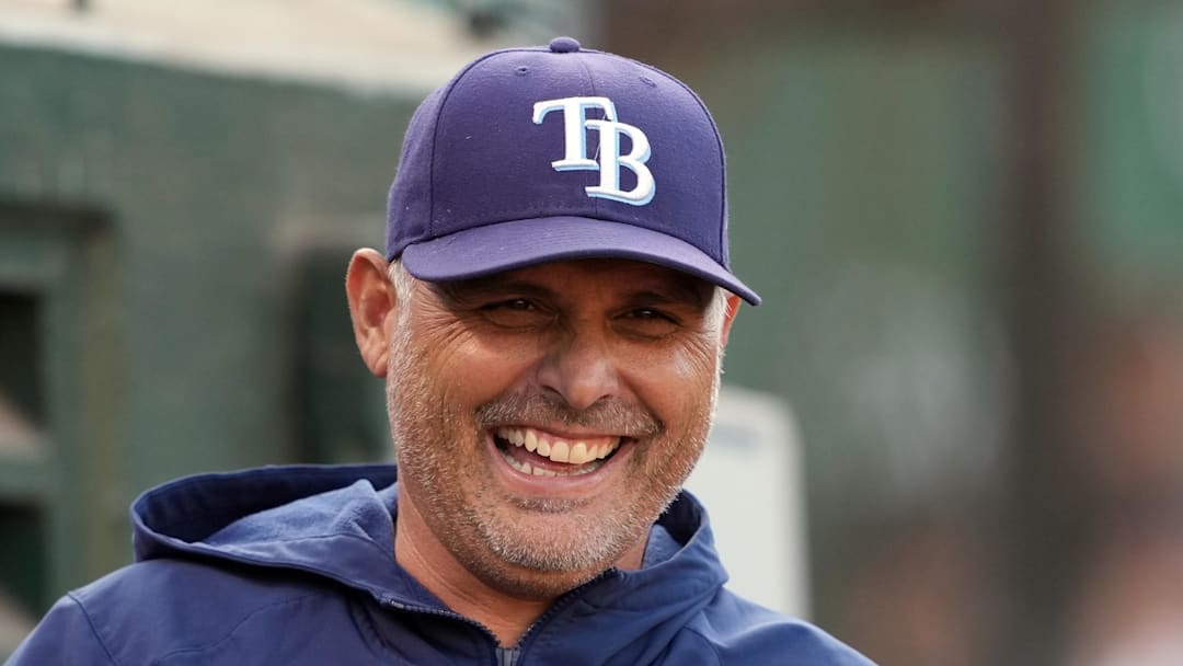 Tampa Bay Rays manager Kevin Cash (16) stands outside of the dugout before the game against the Oakland Athletics at Oakland-Alameda County Coliseum. Tampa Bay Rays manager Kevin Cash (16) stands outside of the dugout before the game against the Oakland Athletics at Oakland-Alameda County Coliseum.