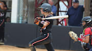 Taunton's Brooke Aldrich hits a single during the 2023 MIAA Division I Softball championship game against Central Catholic.