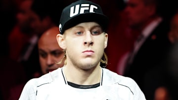 Dec 16, 2023; Las Vegas, Nevada, USA; Paddy Pimblett during UFC 296 at T-Mobile Arena. Mandatory Credit: Stephen R. Sylvanie-Imagn Images