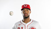 Feb 18, 2025; Goodyear, AZ, USA; Cincinnati Reds pitcher Hunter Greene poses for a portrait during Media Day at the Cincinnati Reds Development Complex. Mandatory Credit: Mark J. Rebilas-Imagn Images