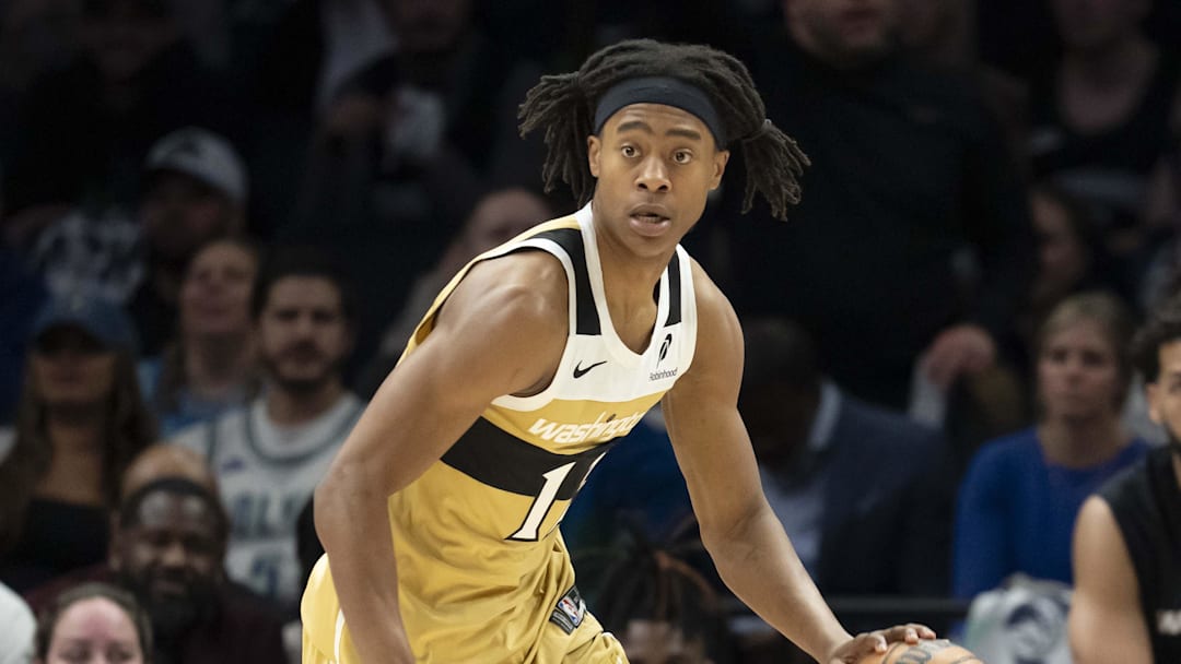 Nov 19, 2025; Minneapolis, Minnesota, USA; Washington Wizards guard Tre Johnson (12) dribbles the ball against the Minnesota Timberwolves in the second half at Target Center. Mandatory Credit: Jesse Johnson-Imagn Images Nov 19, 2025; Minneapolis, Minnesota, USA; Washington Wizards guard Tre Johnson (12) dribbles the ball against the Minnesota Timberwolves in the second half at Target Center. Mandatory Credit: Jesse Johnson-Imagn Images