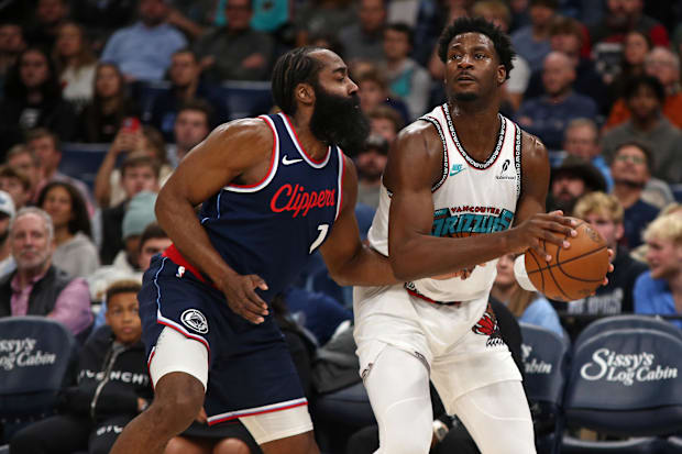 Jaren Jackson Jr. and James Harden 