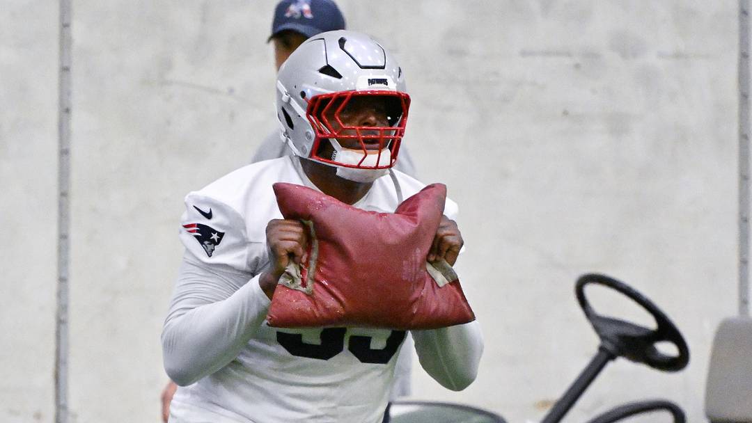 New England Patriots offensive tackle Vederian Lowe (59)