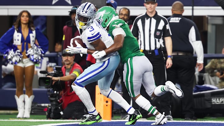 Cowboys wide receiver George Pickens had a big day against the Eagles, catching nine passes for 146 yards and a  touchdown in Dallas's 24-21 win on Sunday.