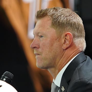 UCF head coach Scott Frost addresses the media during 2025 Big 12 Football Media Days.