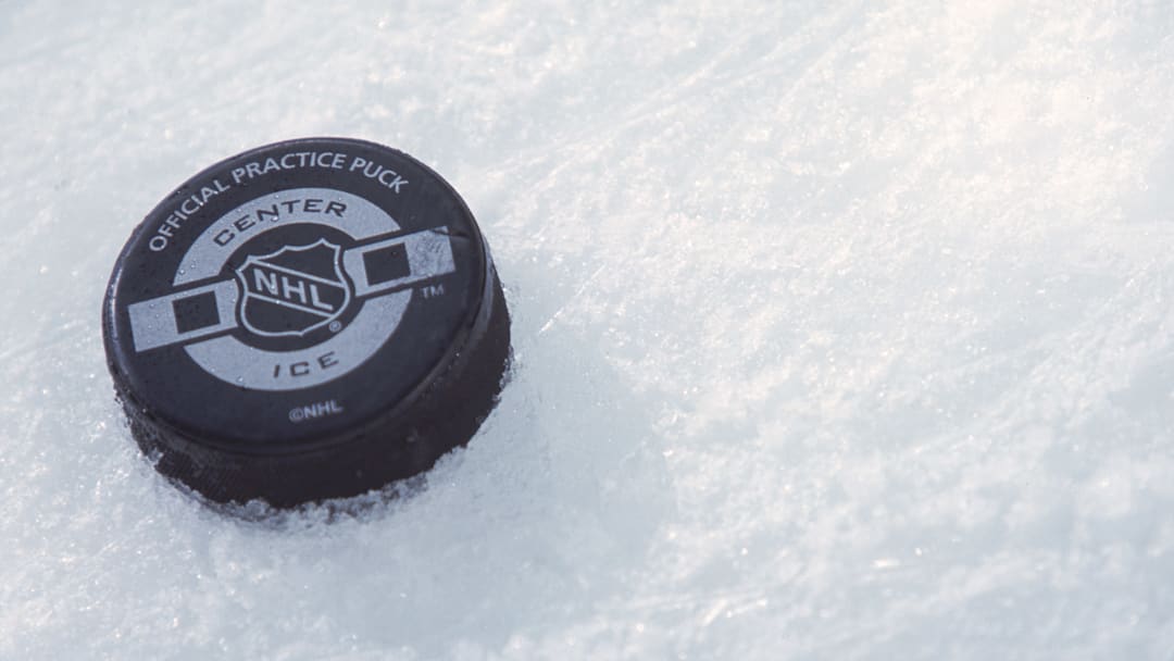 This is a close up of a hockey puck.