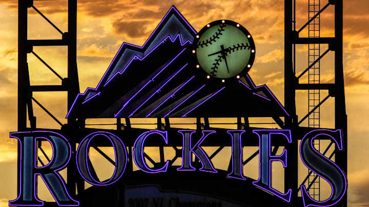 A general view of the sunset at Coors Field.