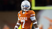 Dec 21, 2024; Austin, Texas, USA; Texas Longhorns defensive back Jahdae Barron (7) against the Clemson Tigers during the CFP National playoff first round at Darrell K Royal-Texas Memorial Stadium. 