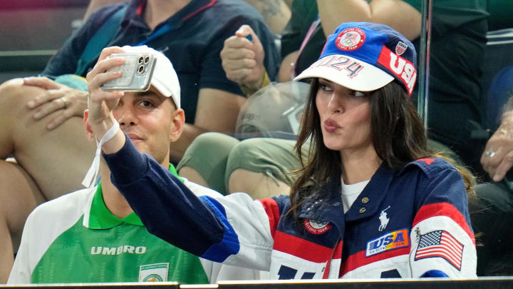 Aug 1, 2024: Kendall Jenner attends the women's gymnastics all-around during the Paris 2024 Olympic Summer Games at Bercy Arena.