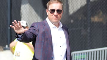 Sep 20, 2025; Columbia, Missouri, USA; Missouri Tigers head coach Eli Drinkwitz participates in Tiger Walk at Faurot Field at Memorial Stadium.