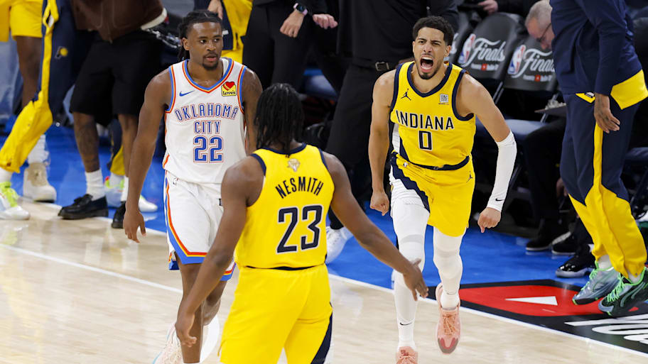 Tyrese Haliburton hit a game-winning shot in Game 1 of the 2025 NBA Finals to lift the Indiana Pacers over the Oklahoma City Thunder.  | Alonzo Adams-Imagn Images