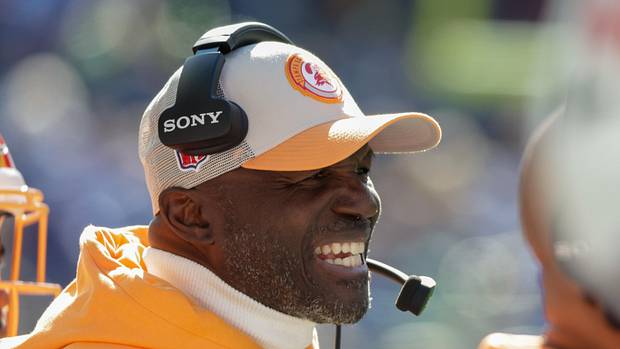 Tampa Bay Buccaneers head coach Todd Bowles on the sidelines during the first half of a game against the Seattle Seahawks