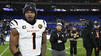 Nov 27, 2025; Baltimore, Maryland, USA;  Cincinnati Bengals wide receiver Ja'Marr Chase (1) on the field after the game against the Baltimore Ravens at M&T Bank Stadium. Mandatory Credit: Tommy Gilligan-Imagn Images