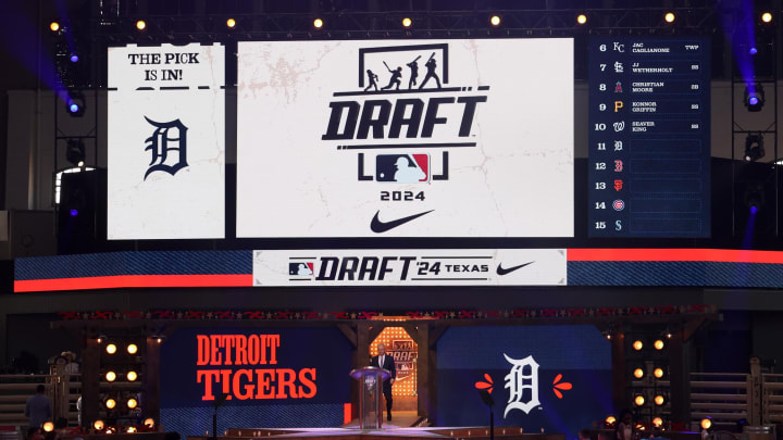 MLB Commissioner Rob Manfred during the first round of the 2024 MLB Draft at Cowtown Coliseum.