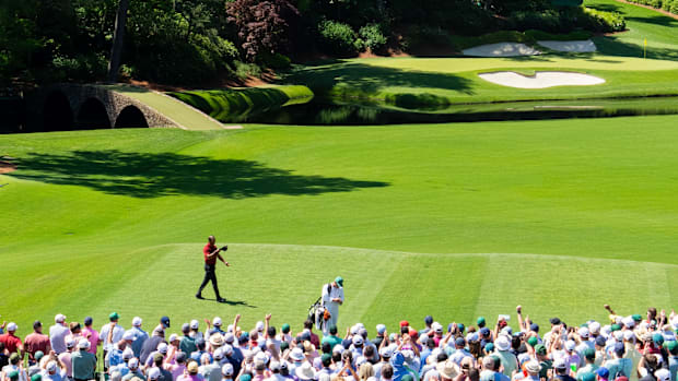 Tiger Woods on the 12th hole during the final round of the 2014 Masters.
