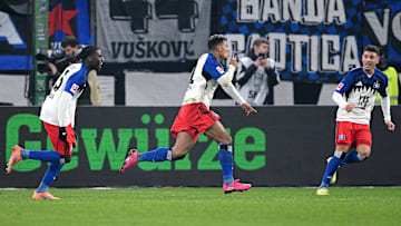 Ransford Königsdörffer nach seinem späten Treffer zum 1:1-Ausgleich.