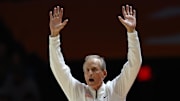 Nov 17, 2025; Knoxville, Tennessee, USA; Tennessee Volunteers head coach Rick Barnes during the first half against the Rice Owls at Thompson-Boling Arena at Food City Center. Mandatory Credit: Randy Sartin-Imagn Images