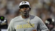 Sep 20, 2025; Boulder, Colorado, USA; Colorado Buffaloes head coach Deion Sanders before the game against the Wyoming Cowboys at Folsom Field. Mandatory Credit: Ron Chenoy-Imagn Images
