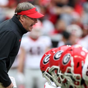 Dec 30, 2023; Miami Gardens, FL, USA; Georgia Bulldogs head coach Kirby Smart before the 2023 Orange Bowl against the Florida State Seminoles at Hard Rock Stadium. Mandatory Credit: Nathan Ray Seebeck-USA TODAY Sports