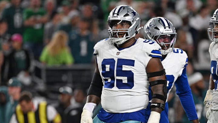 Sep 4, 2025; Philadelphia, Pennsylvania, USA; Dallas Cowboys defensive tackle Kenny Clark (95) against the Philadelphia Eagles at Lincoln Financial Field. Mandatory Credit: Eric Hartline-Imagn Images