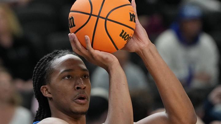 Mar 18, 2026; Greenville, SC, USA; Duke Blue Devils forward Maliq Brown (6) during a practice session ahead of the first round of the men's 2026 NCAA Tournament.