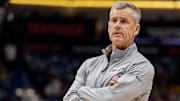 Nov 24, 2025; New Orleans, Louisiana, USA;  Chicago Bulls Head Coach Billy Donovan looks on against  the New Orleans Pelicans during the first half at Smoothie King Center. Mandatory Credit: Stephen Lew-Imagn Images