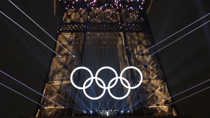 Jul 26, 2024: Eiffel Tower during the Opening Ceremony for the Paris 2024 Olympic Summer Games along the Seine River.