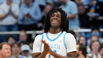 Mar 8, 2025; Chapel Hill, North Carolina, USA; North Carolina Tar Heels guard Ian Jackson (11) before the game at Dean E. Smith Center. Mandatory Credit: Bob Donnan-Imagn Images