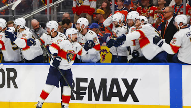 Brad Marchand doing as he does: scoring a big goal to help the Panthers push their way to another Stanley Cup