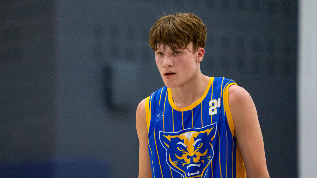 Greenfield Central's Braylon Mullins during a scrimmage against Lawrence North at the Notre Dame Team Camp at Rolfs Athletics Hall on Thursday, June 13, 2024, in South Bend.