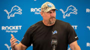 Detroit Lions head coach Dan Campbell answers a question during availability before OTA at Detroit Lions headquarters and training facility in Allen Park on Thursday, May 30, 2024.