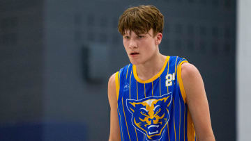 Greenfield Central's Braylon Mullins during a scrimmage against Lawrence North at the Notre Dame Team Camp at Rolfs Athletics Hall on Thursday, June 13, 2024, in South Bend.